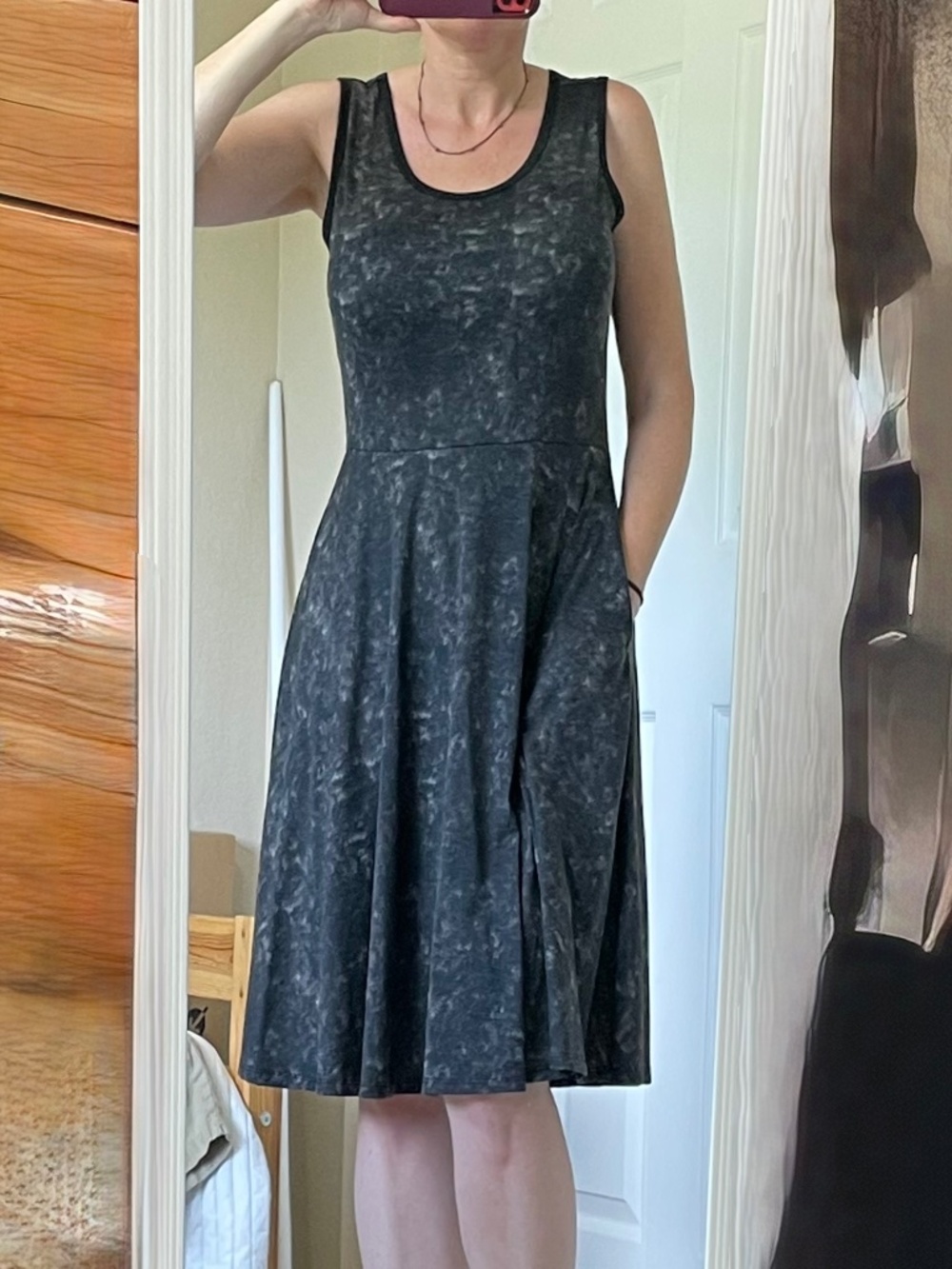 LuLaRoe Size M Black Gray Acid Wash Sleeveless Tank Dress